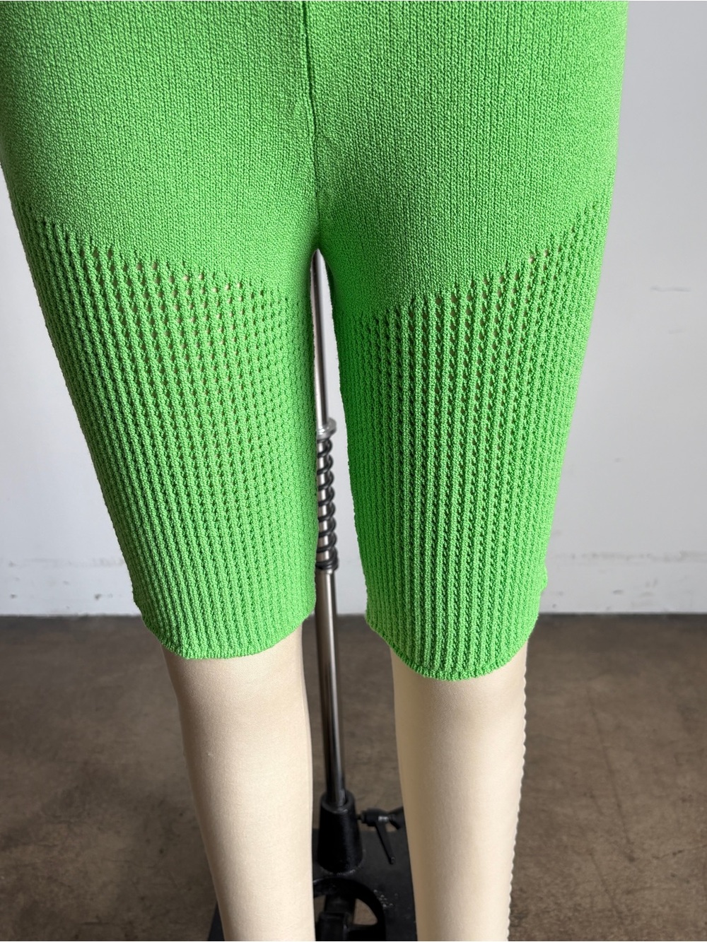 $526 NWT Nanushka “Paola” Knit Bike Shorts in Bright Green Sz Medium - Picture 3 of 9